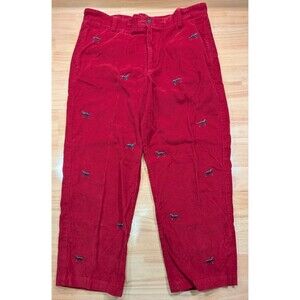 Chaps Mens Corduroy Pants 38x30 Embroidered Dog Hunting Red High Rise 38x29